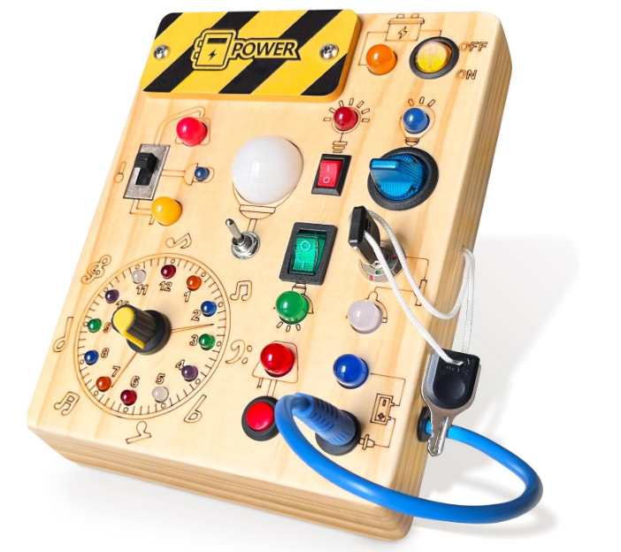 Busy Board,Montessori Toys for 1-3 Years Old, Wooden Toddler Toys, Sensory Trave