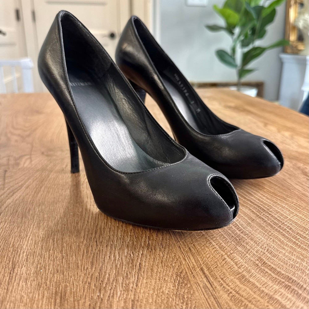 Stuart Weitzman | Black Peep Toe Stiletto Heels | Women’s Size 7