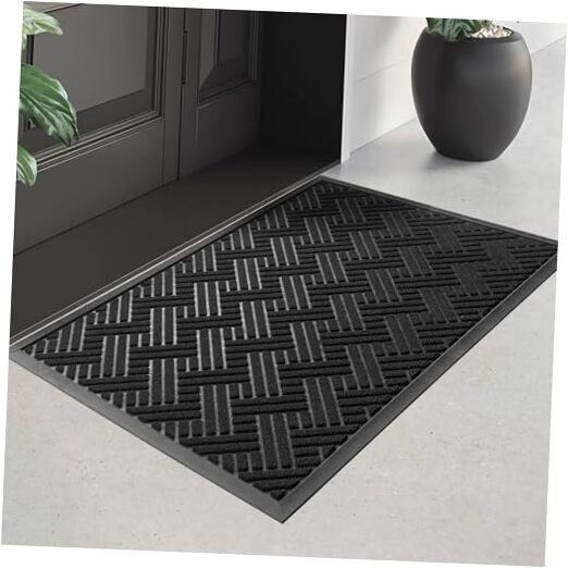 Front Door Mat Indoor Outdoor Entrance, Welcome Mat for Entryway, Stain and