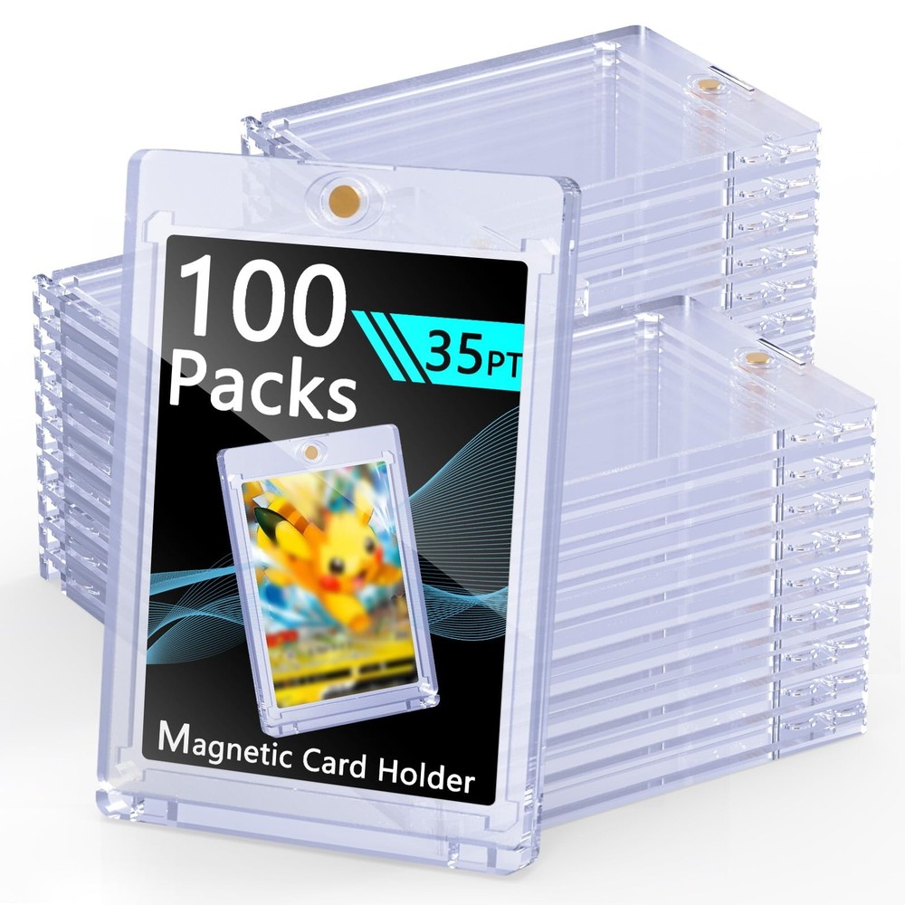 100ct 35pt Magnetic Card Holders for Trading Cards Display & Storage