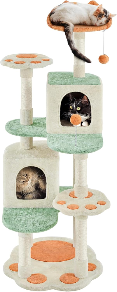 57.5'' Cat Tree Tower with Condos Multi Level Scratching Posts Activity