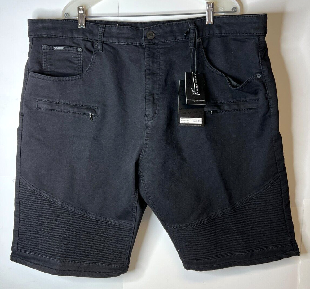 V1969 Abbigliamento Sportivo SRL Shorts Mens 44 Black Denim with Zippers NWT