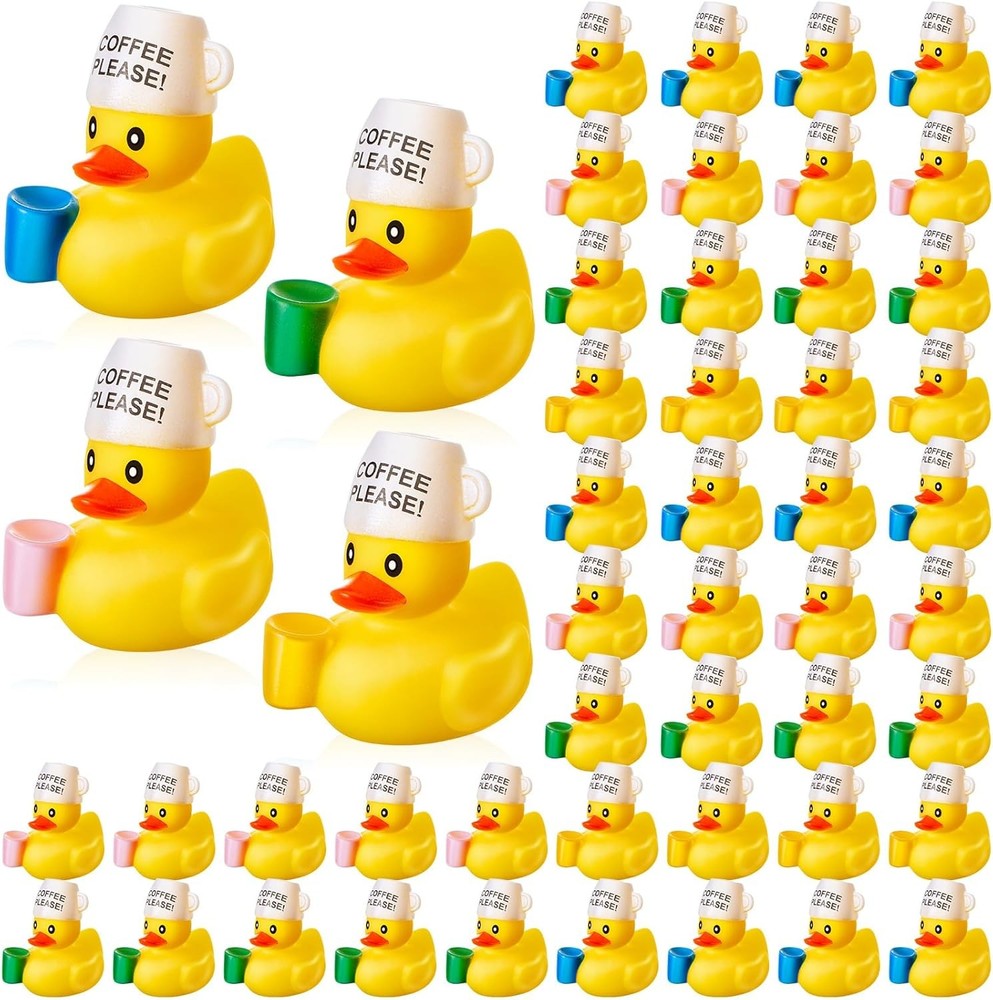24-Piece Coffee Lover Mini Rubber Ducks for Cafe and Bar Decor