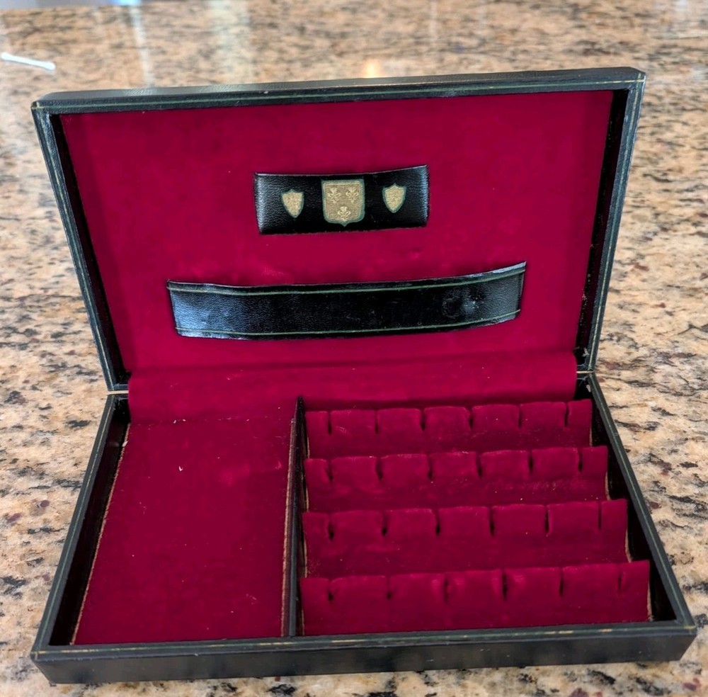 Vintage Swank men’s Cufflink Jewelry Box made in Sweden 9.5” x 5” black