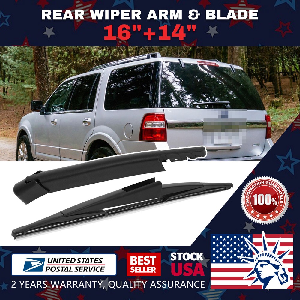Waterproof 16 and 14 Inch OEM Replacement Rear Windshield Wiper Arm Blade Set