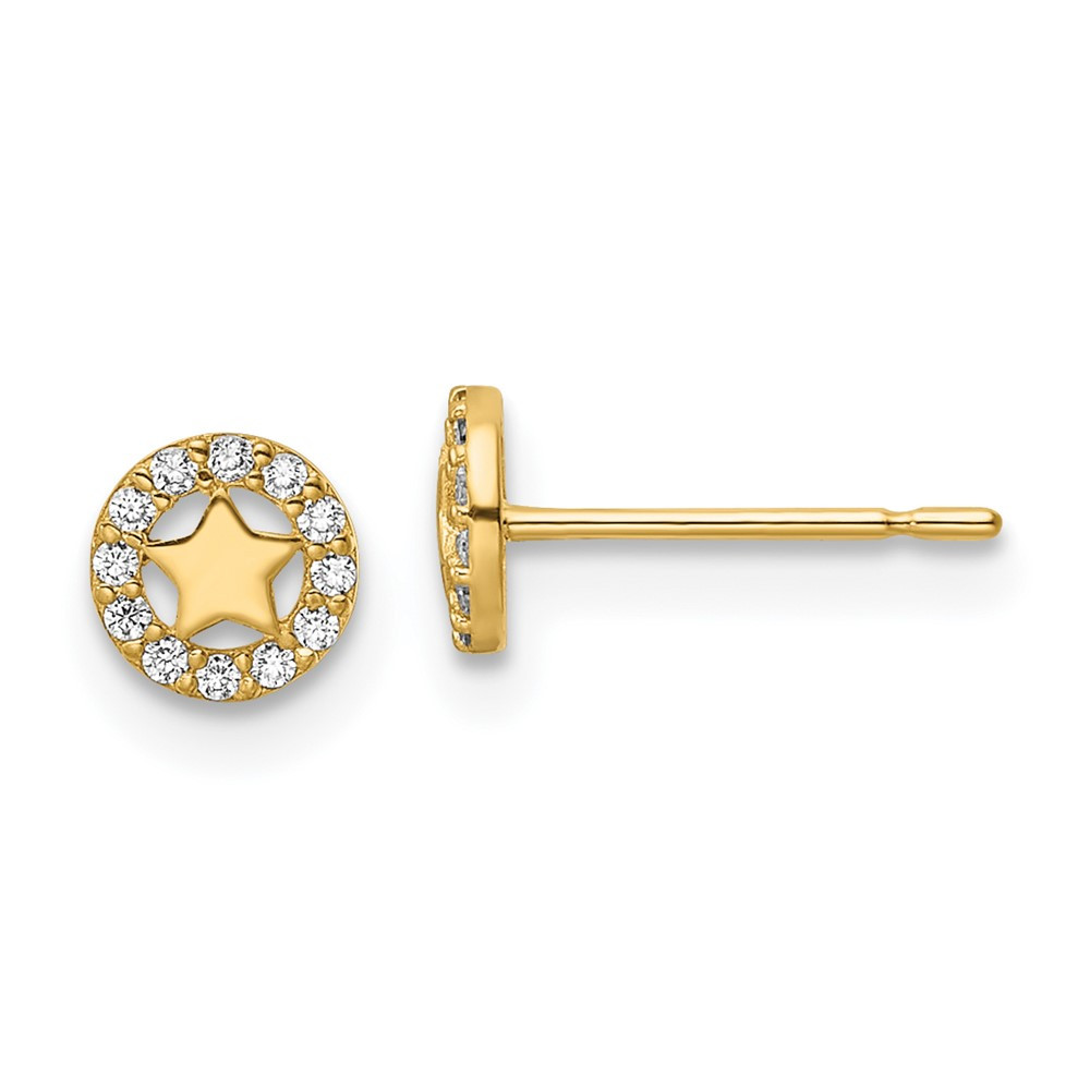 14k Yellow Gold Cubic Zirconia Star Post Stud Earrings 0.48gm L-5.2mm, W-5.2mm