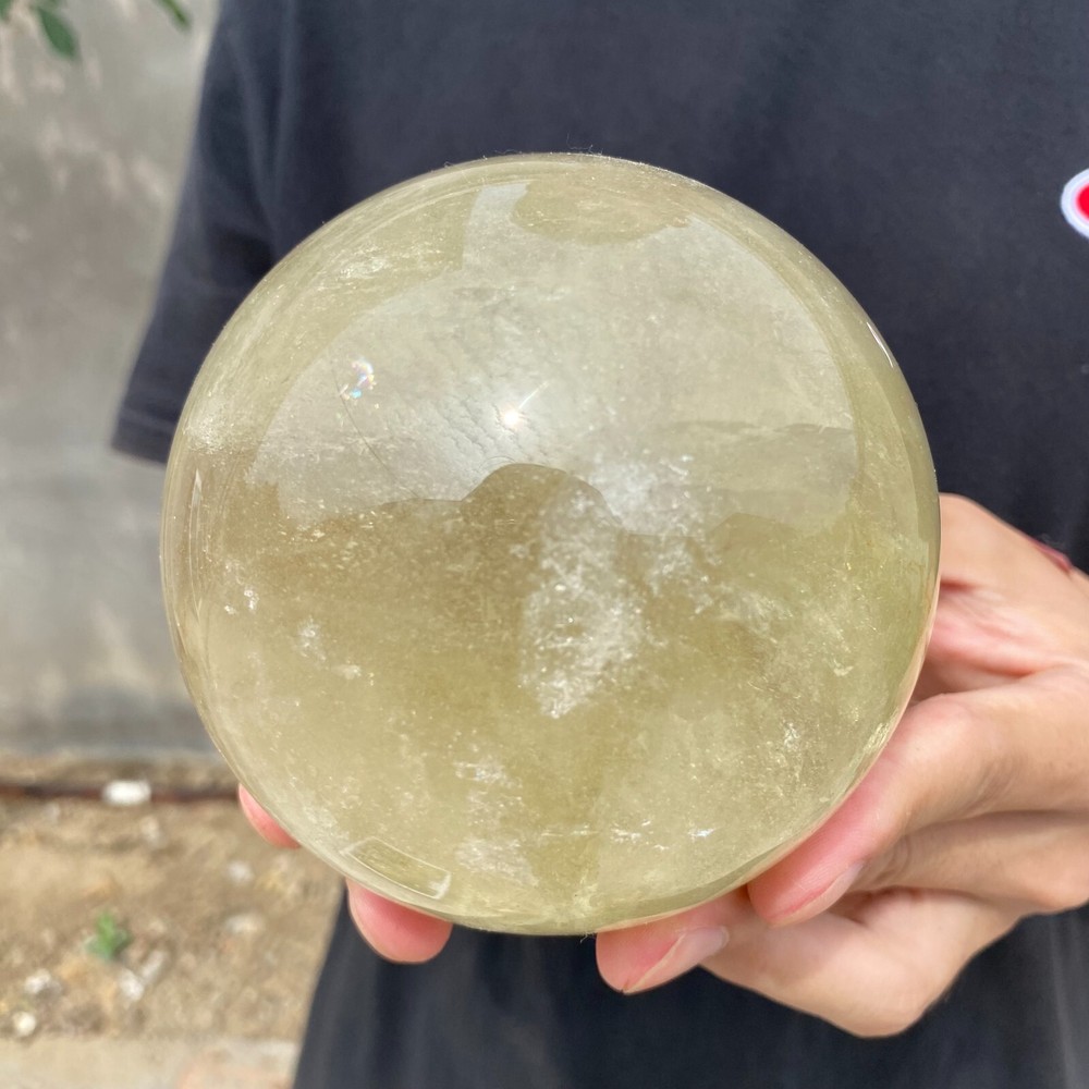 3.6lb Natural Yellow Citrine Quartz Crystal Ball Sphere for Mineral Healing and Energy Work