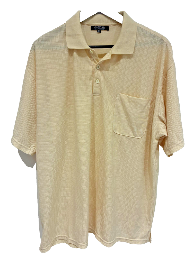 J.J. Willis Men’s Textured Polo Shirt Cream XXL Short Sleeve Pocket Pre-Owned