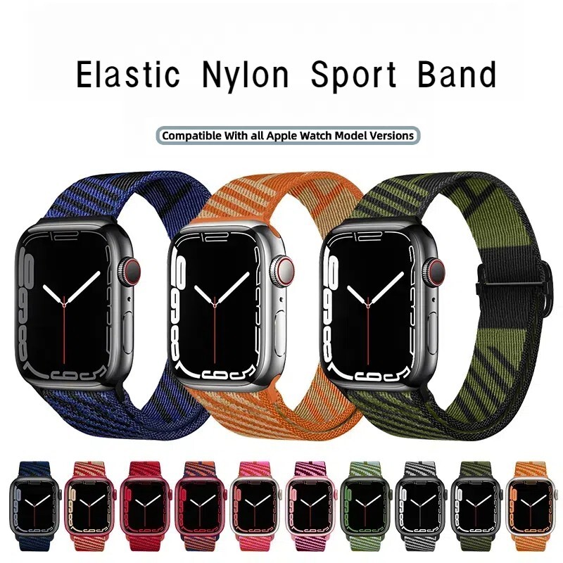 For Apple Watch 10 9 8 7 6 5 SE Elastic Nylon Sport Band 38mm/40mm/41mm 42mm