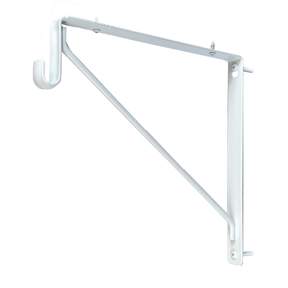 Welded HEAVY DUTY Oval Closet Rod & Shelf Support Bracket | Gloss White | 1 Pack