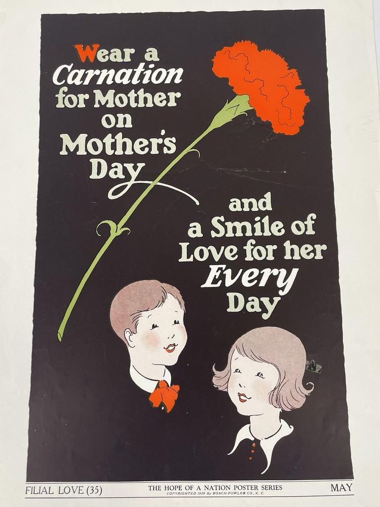 Vintage 1929 Mothers Day Carnation Propaganda Poster - Hope of A Nation Series-image