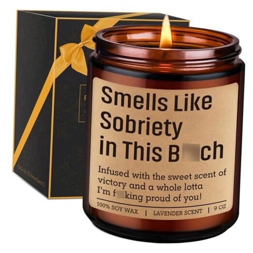 Smells Like Sobriety Candle - Sobriety Gifts for Women, Men - 2 Year