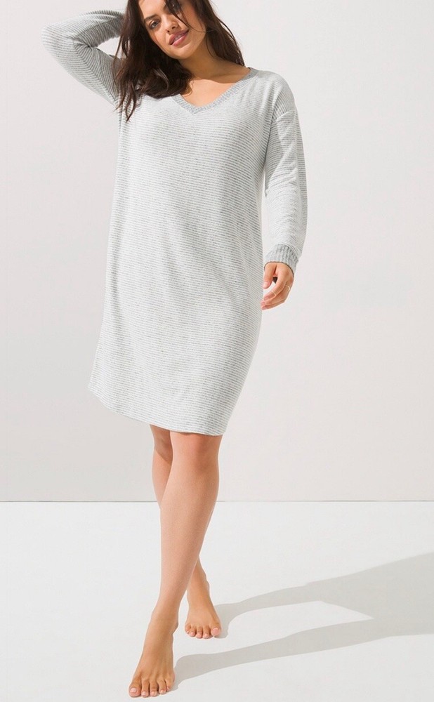 Soma Brushed Cozy Long Sleeve Sleepshirt Knit V-Neck Size L Soft Pajamas Comfy