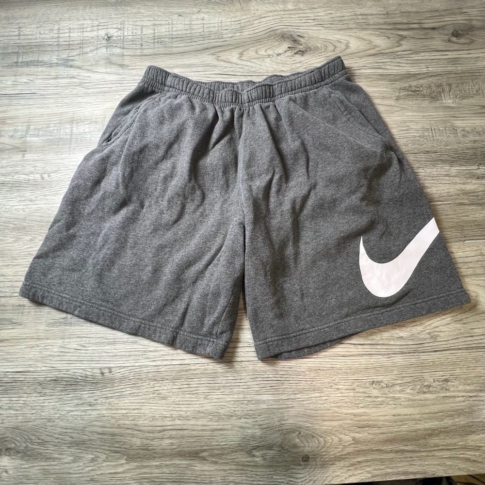 Nike Fleece Shorts Mens XL Grey Oversized Swoosh Athletic Gym Loungewear N35