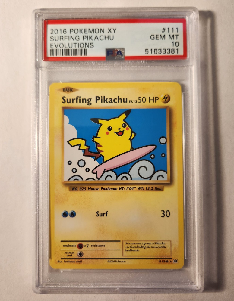2016 XY Evolutions Surfing Pikachu 111/108 PSA 10 Pokemon Card GEM MINT