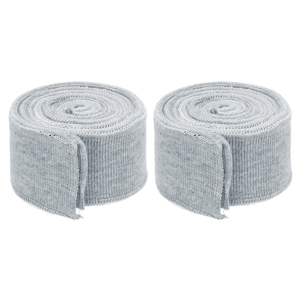 2Pcs 1.5 Inch x 2.6ft Elastic Cuffs Knitted Ribbed Cotton Fabric Grey