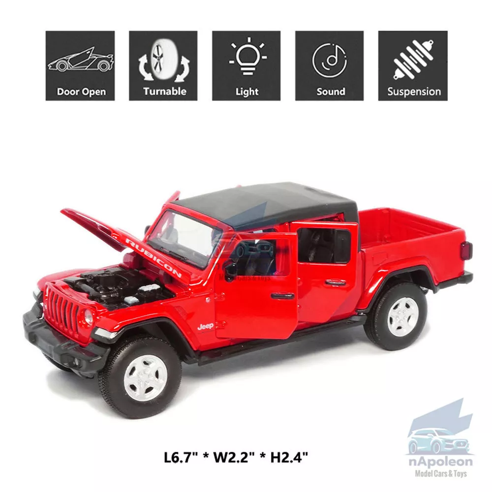 1/32 Jeep Wrangler Gladiator Pickup Model Car Diecast Vehicle Collection Kid Red