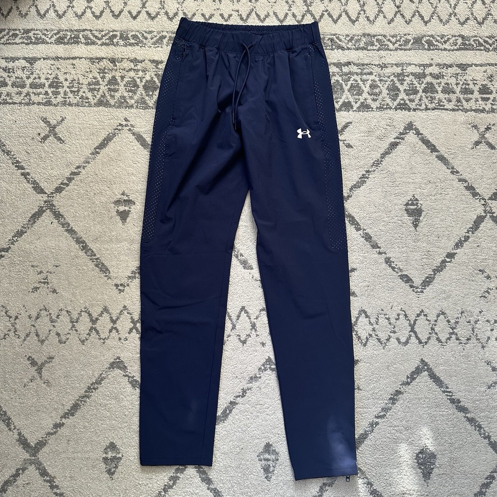 Under Armour Active Warm Up Pants Navy Blue Mens Small Loose Fit