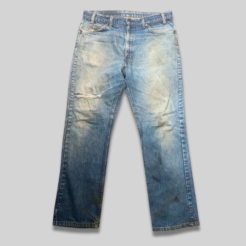 Levi's 509 Straight Fit Denim Jeans Dirty Distressed Light Wash Blue Men 38x32