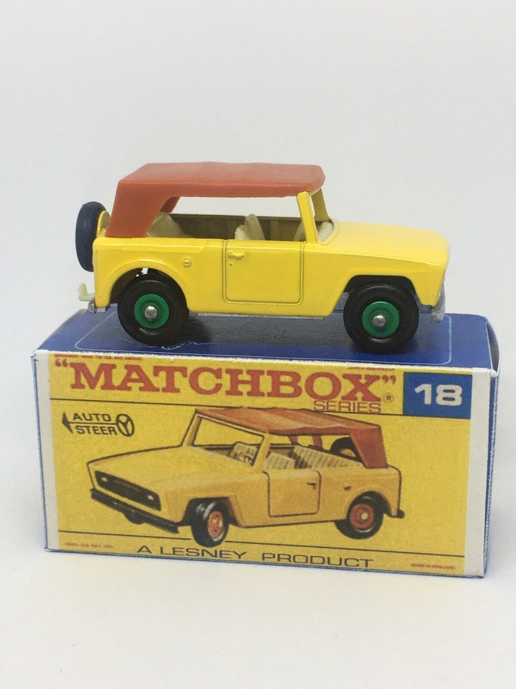 Vintage Lesney Matchbox 18 Custom Green Hub Field Car Nice Repro Box