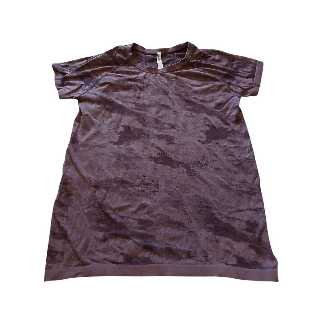 Athleta Women Size L Camo Print Seamless Short Sleeve Athletic T Shirt Top