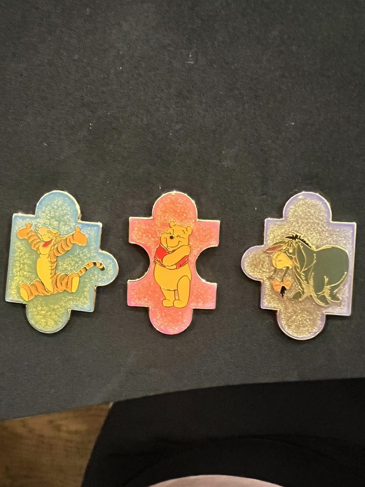 Pooh & Pals Puzzle Piece Disney Pins - Pooh, Tigger, and Eeyore Set