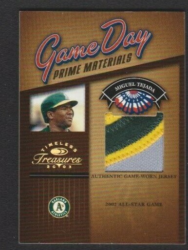2003 DONRUSS TIMELESS TREASURES GAME DAY PRIME LOGO PATCH MIGUEL TEJADA A'S #/75-image