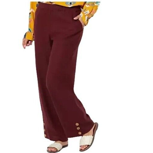 Denim & Co. NaturalsRegular Linen Blend Side Button Ankle Pants Medium A500902