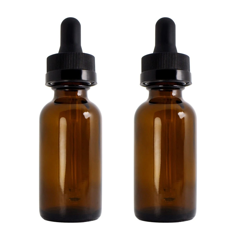 30ml Amber Glass Dropper Bottle, 1oz Boston Round Bottle with Glass Eye Dropp...