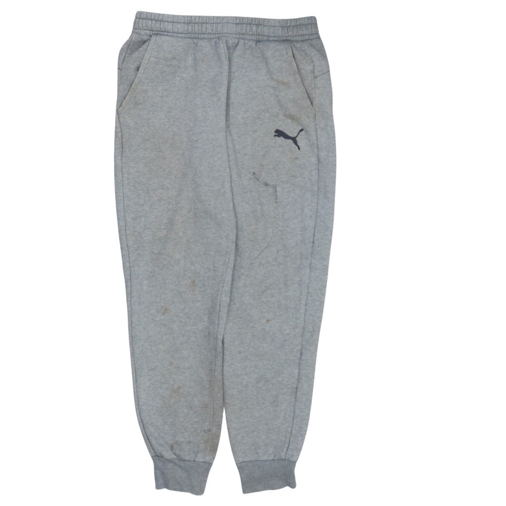 Puma Mens Joggers Grey Fleece Elastic Waist Pockets Tapered Leg Sweatpants M