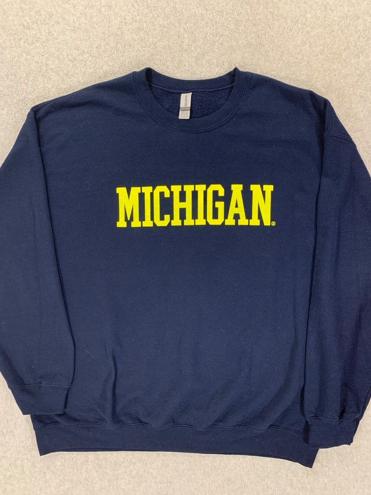 Michigan Wolverines Gildan Campus Crew Sweatshirt (Men's XL) Navy Blue