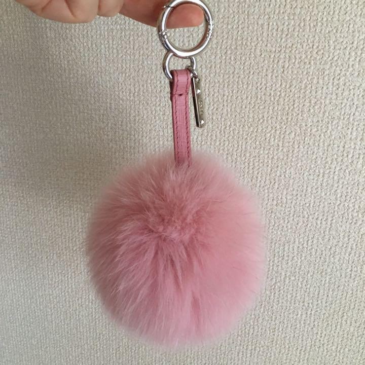 Fendi pink fur charm bag with elegant detailing