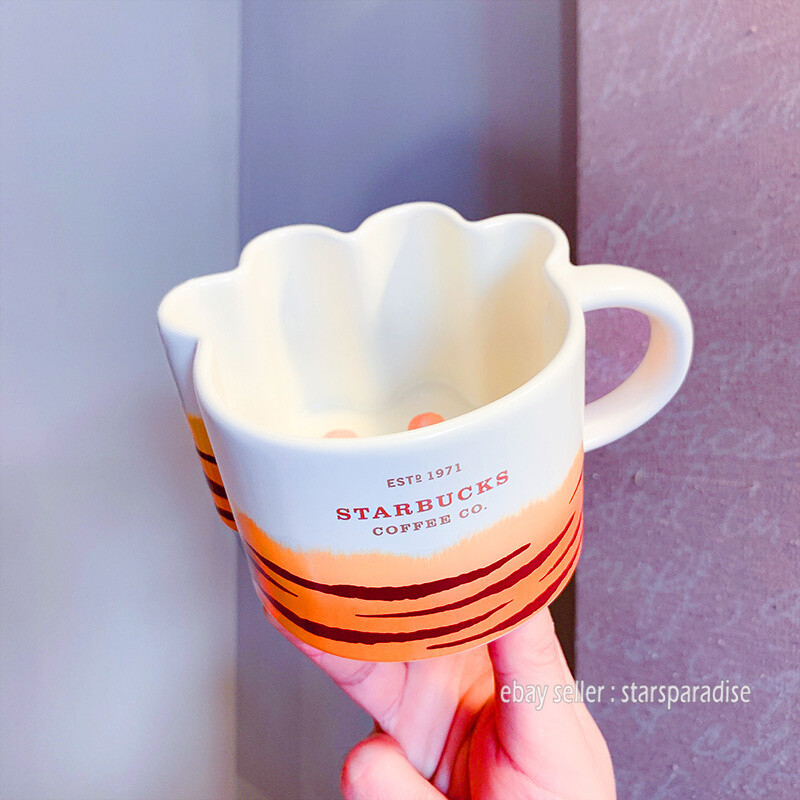 Starbucks China 2022 Tiger Year 12oz Ceramic Mug with Paw Design