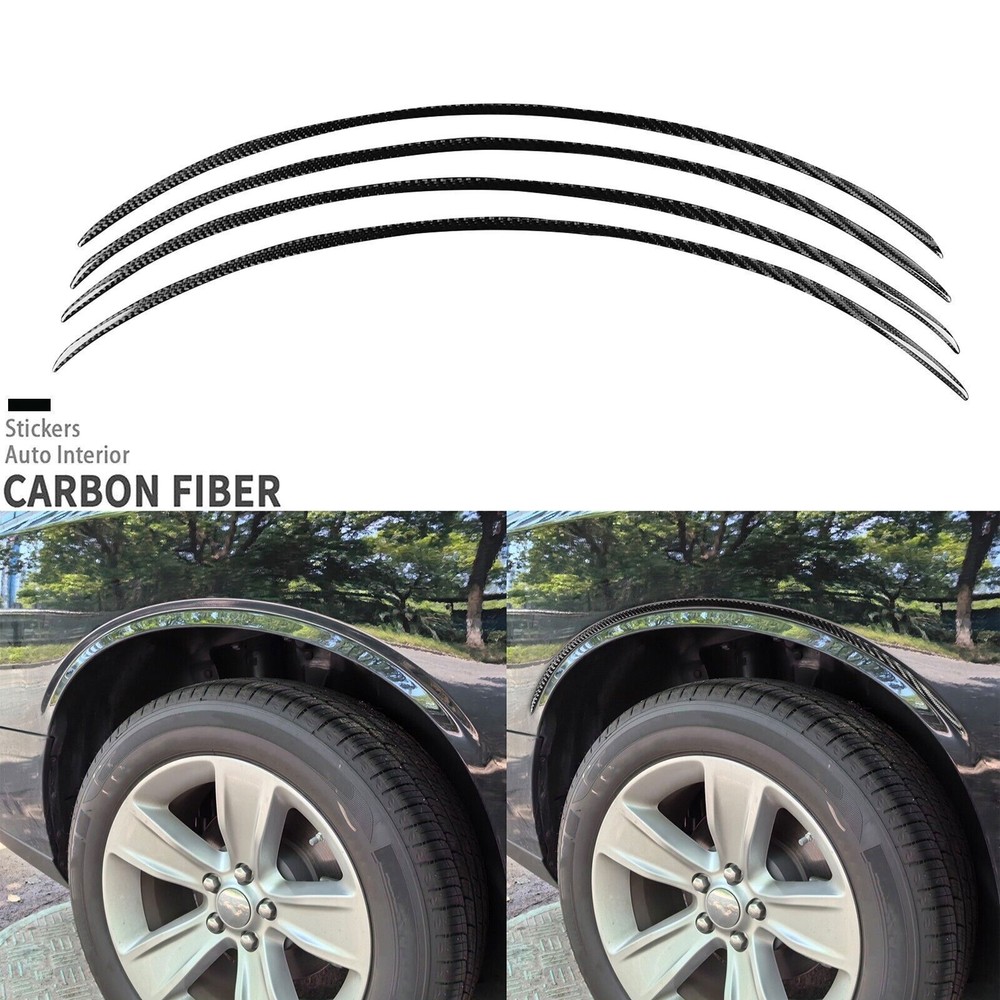 4Pcs Real Carbon Fiber Wheel Eyebrow Arch Trim Strips For Dodge Challenger 15-24