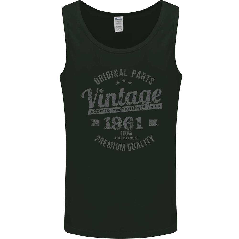 Vintage Year 64th Birthday 1961 Mens Vest Tank Top Black