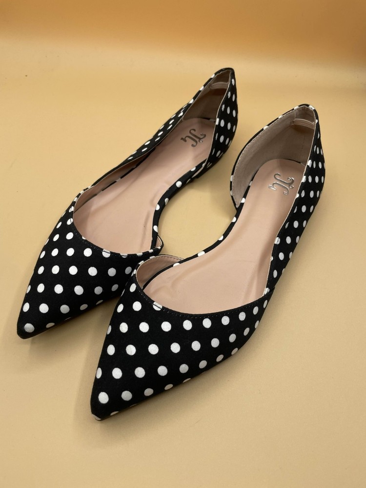 Journee Collection Cortni D'Orsay Flats Polka Dot Pointed Toe Womens Size 10