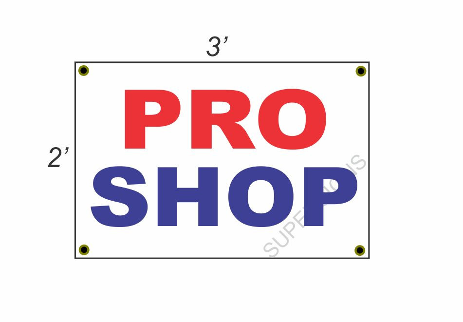 2x3 Red White & Blue Pro Shop Banner Sign – Discounted Price, NEW Size, Perfect for Home or Business Display