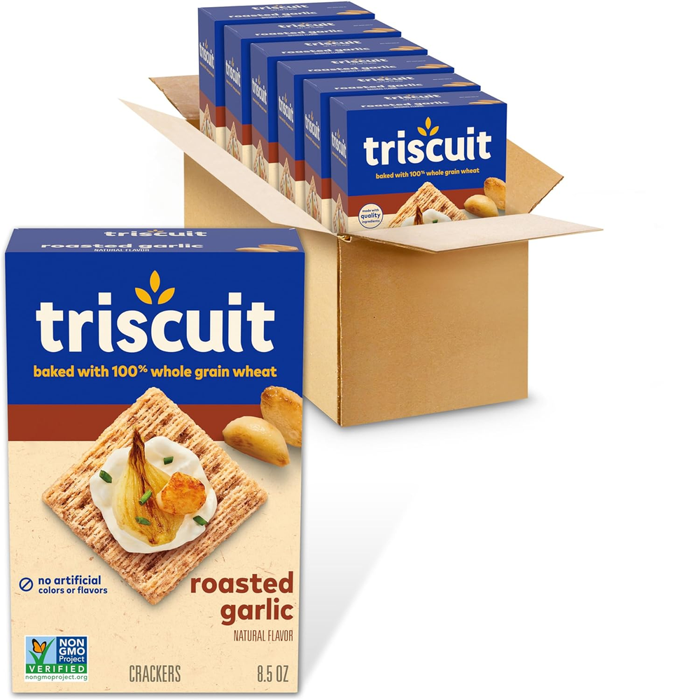 Roasted Garlic Whole Grain Wheat Crackers, 6 - 8.5 Oz Boxes