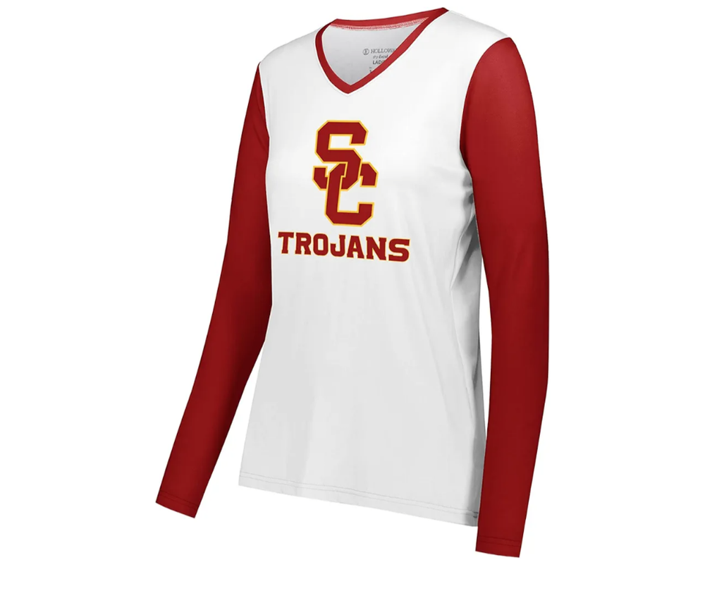 USC Trojans Sz Large Women's Long Sleeve Shirt Logo White Holloway NCAA 50+ UPF