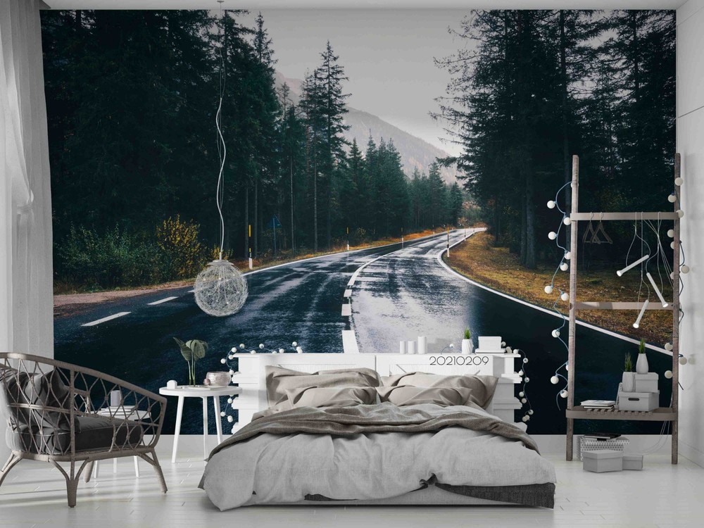 3D Forest Road Landscape Wall Murals Wallpaper Murals Wall Sticker