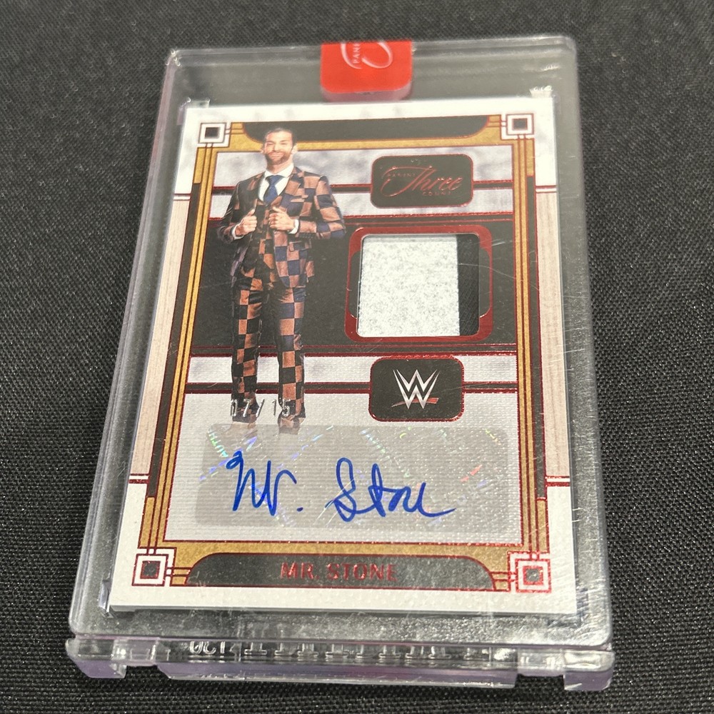 2024 Panini WWE Three Count Mr Stone Auto Patch Relic Red 1/15