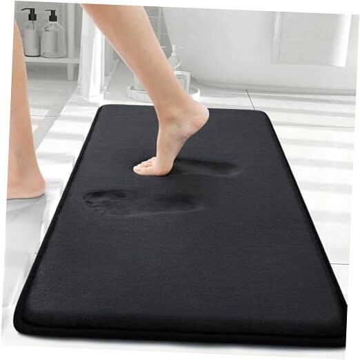 Soft Absorbent Memory Foam Bath Mat 30x20 Inches in Black