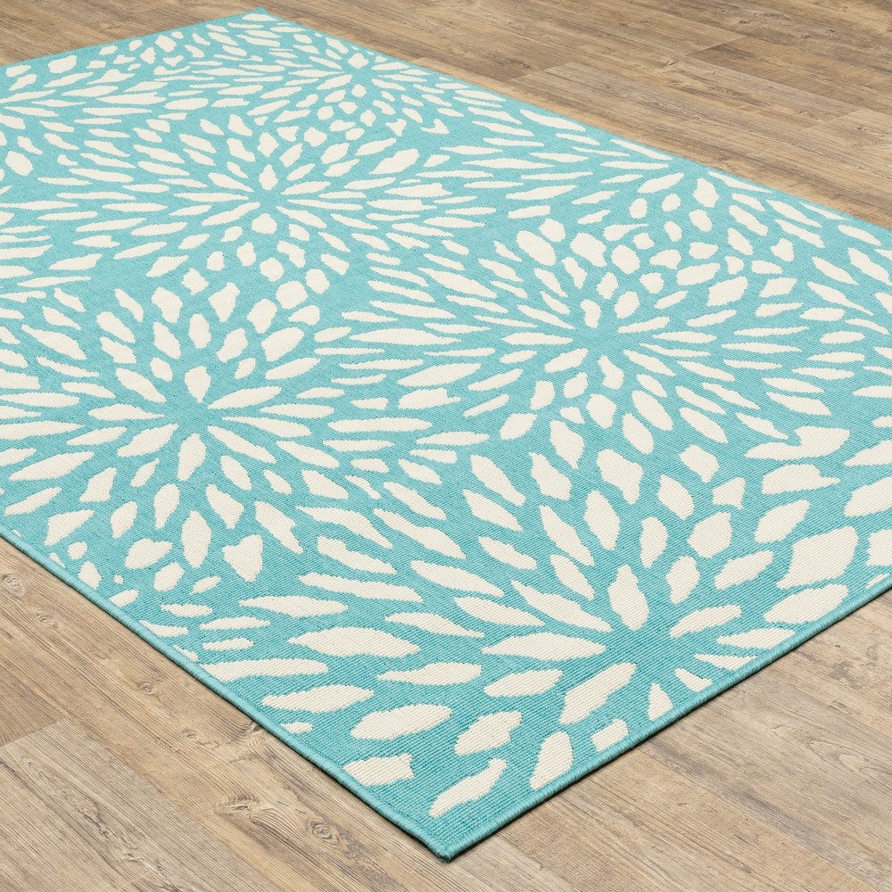 Style Haven Martinique Floral Petals Indoor Outdoor Aqua/ Aqua/Off-White 7'10