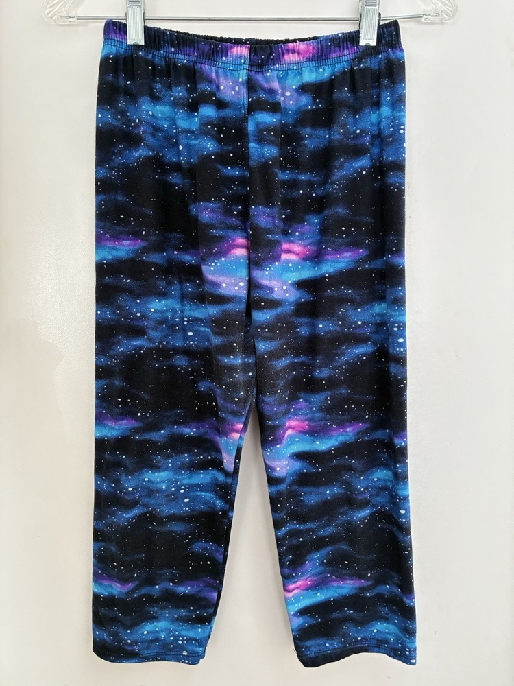 Women's Juniors Outer Space Soft Stretchy Elastic Waist Capri Leggings Blue XL