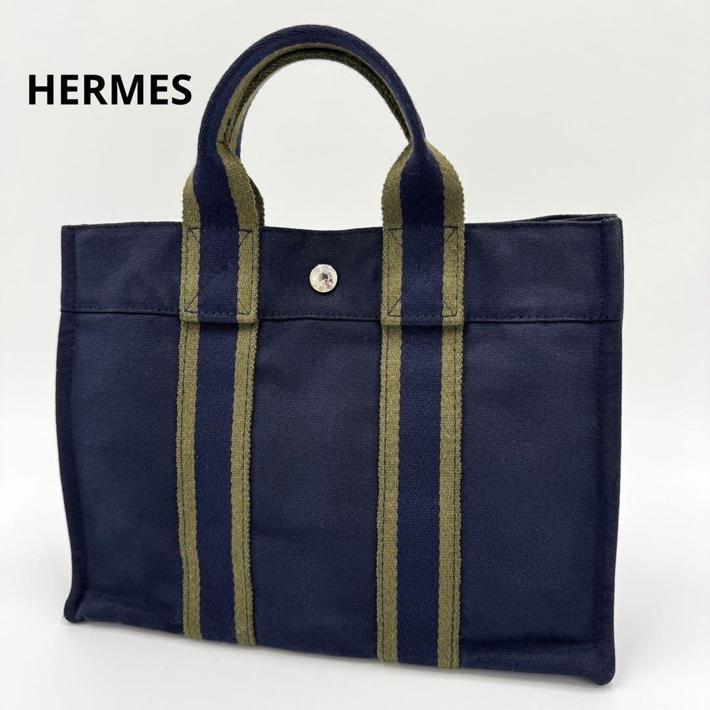 Hermes Foulard PM Mini Tote in Navy Leather Authentic Excellent Condition
