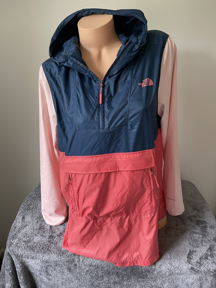 The North Face Windwall Pullover Anorak Jacket in Pink Navy Coral