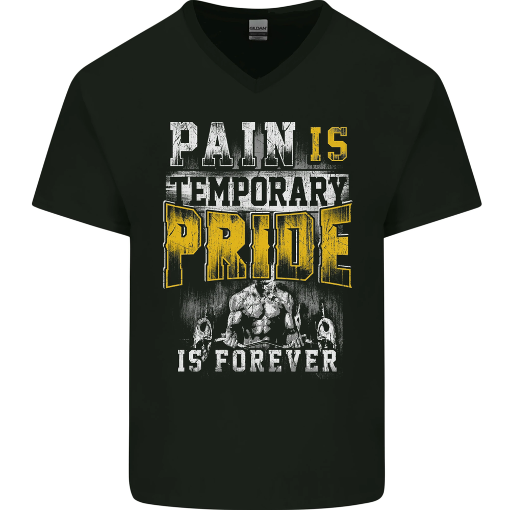 Pain Gym Training Top Bodybuilding Workout Mens V-Neck Cotton T-Shirt