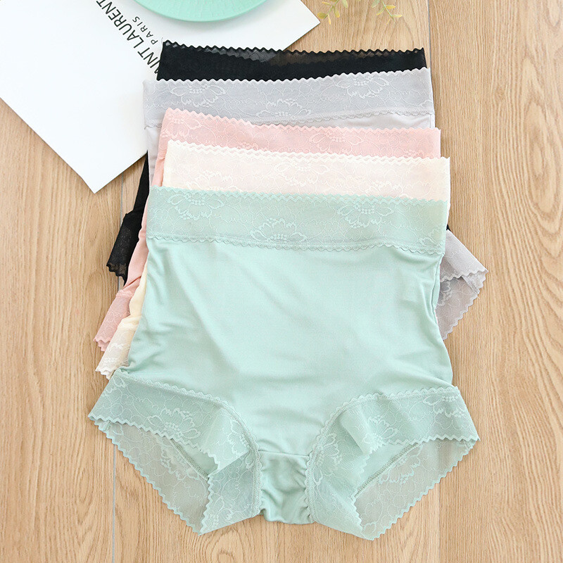 2 Pairs Women's Silk High Waist Panties Lace Sexy Mulberry Silk Shorts Boxers