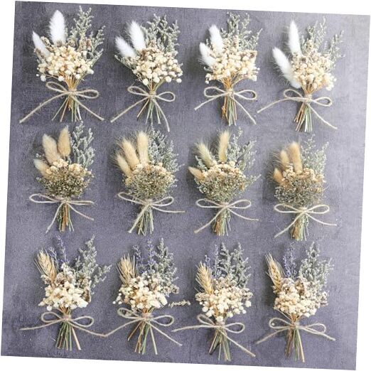 Mini Dried Flower Bouquet Set of 12, Dried Flower Small Bouquet, primary colour