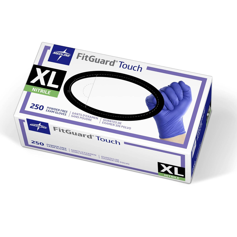 Medline FG3004 Fitguard Touch Powder-Free Nitrile Exam Glove, Disposable, Cobalt